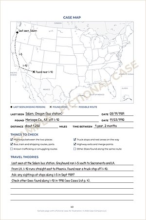 Case Map page, filled in with a made-up case