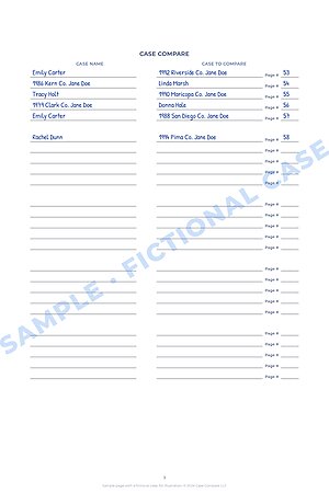 Cases to Compare template, sample